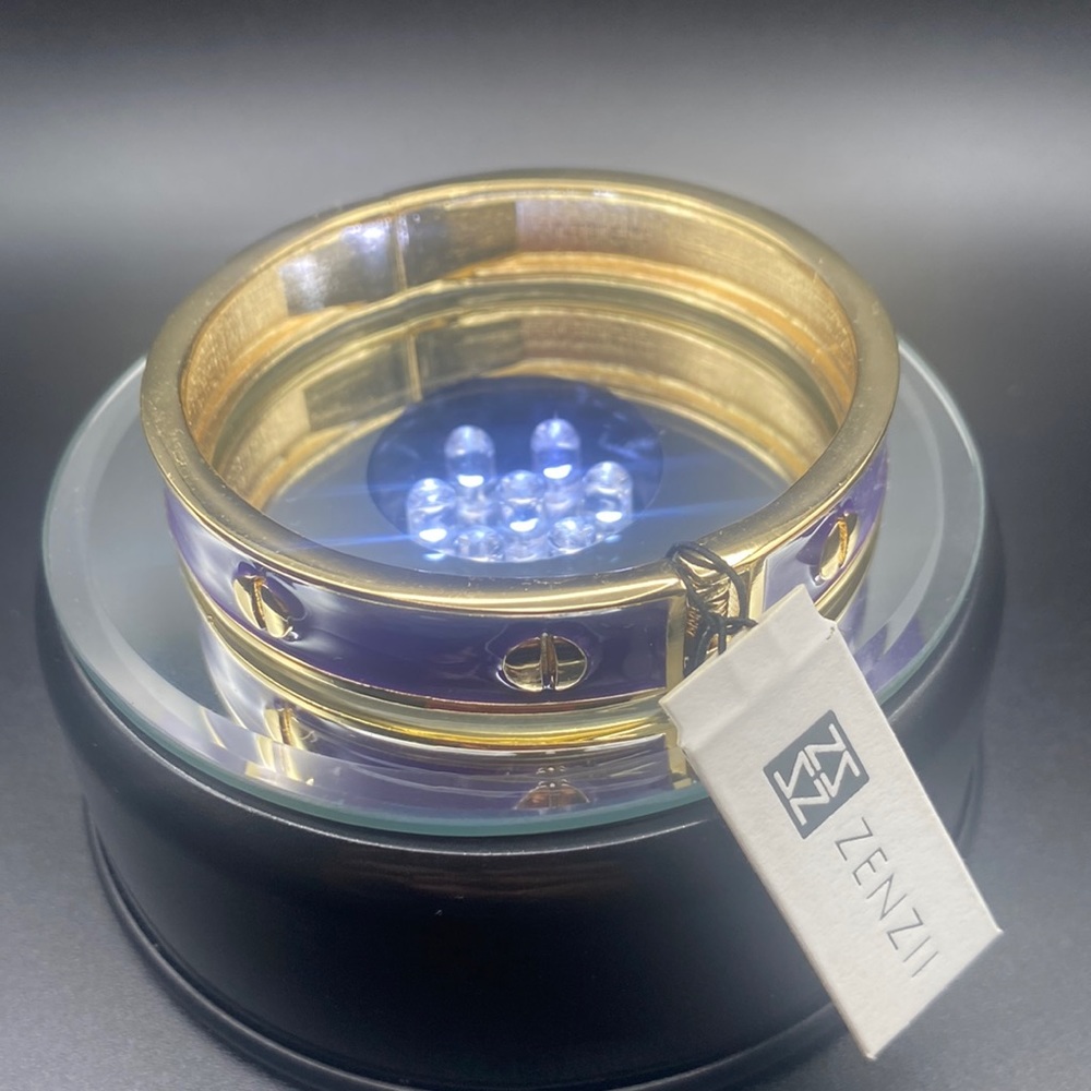 Zenzii Screw Motif Hinged Bracelet Purple